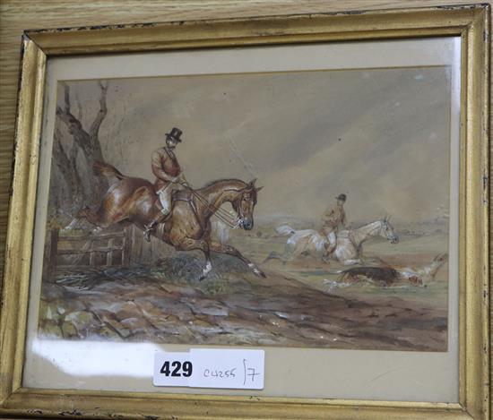 Manner of Henry Alken, watercolour, Hunting scene The Chase, 18 x 28cm